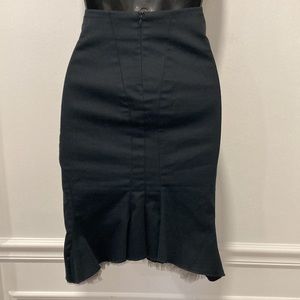 SISLEY Black fitted Skirt With Ruffled Tulle Edge Size 40